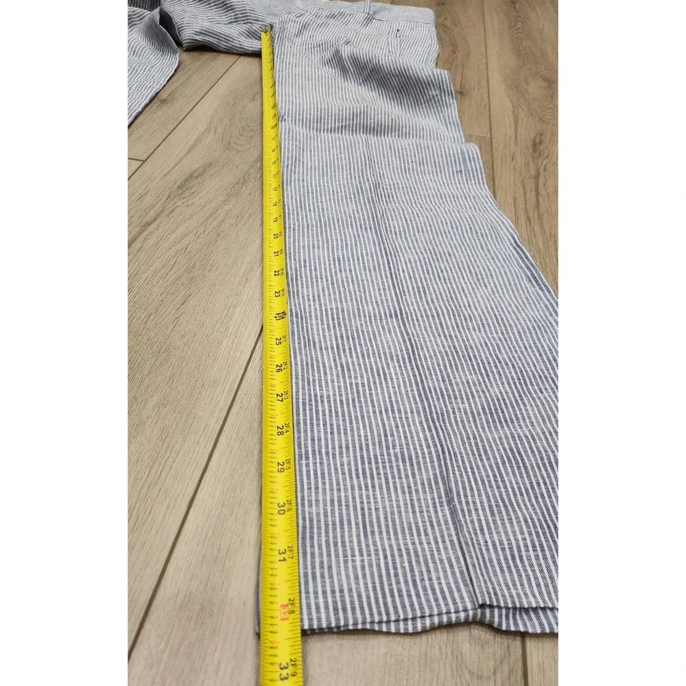 Banana Republic Martin Fit 718 Linen Pants Pinstripe Trousers Blue Women Size 2